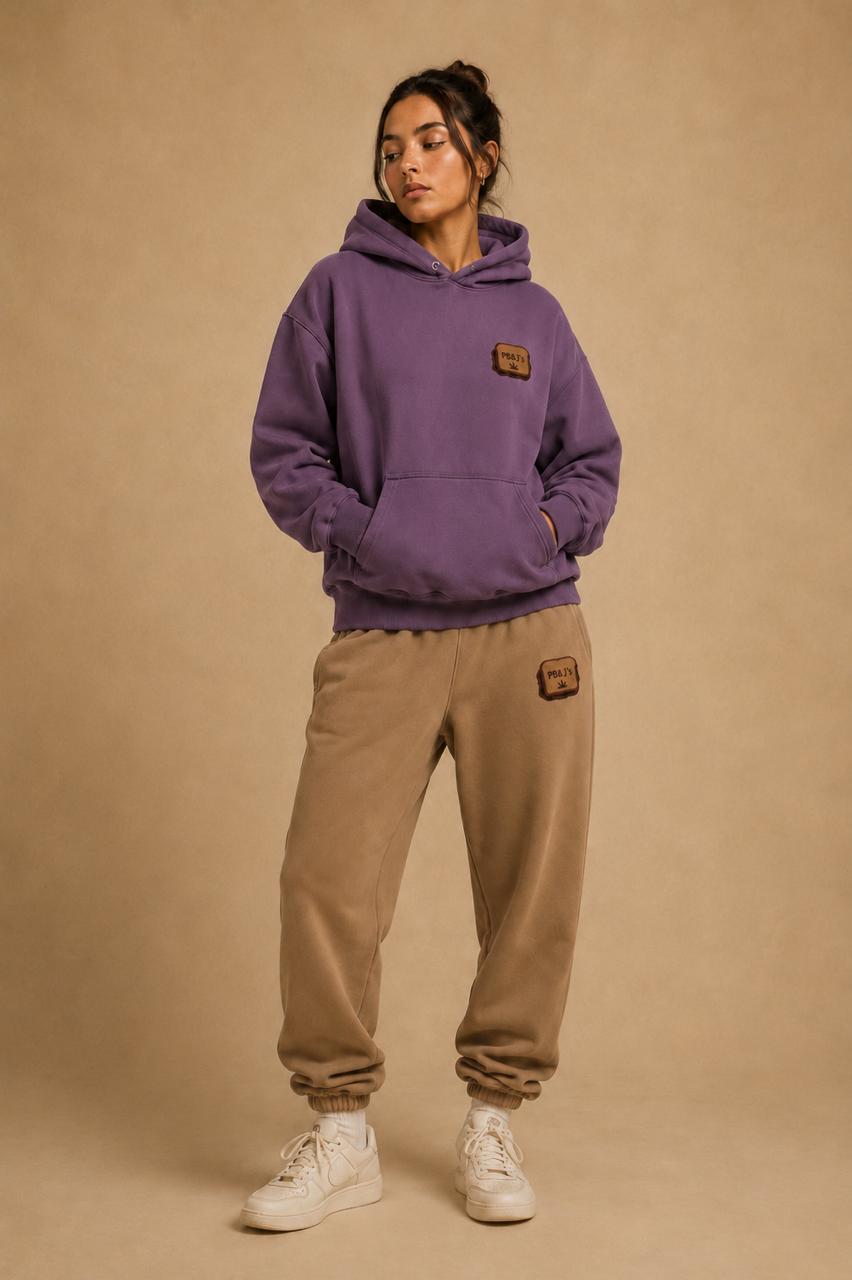 Plum hoodie + Mocha sweatpants set