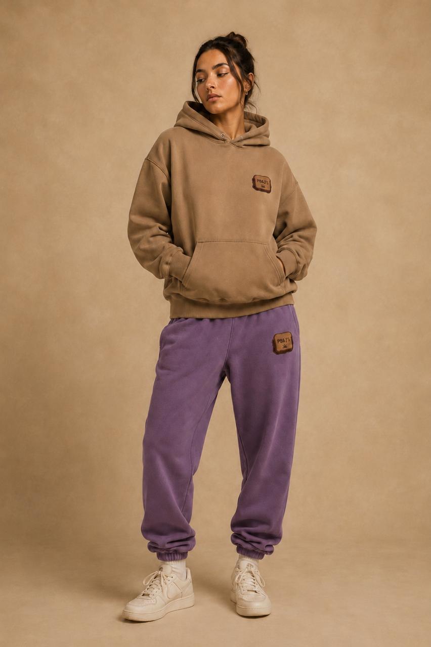 Mocha hoodie + Plum sweatpants set